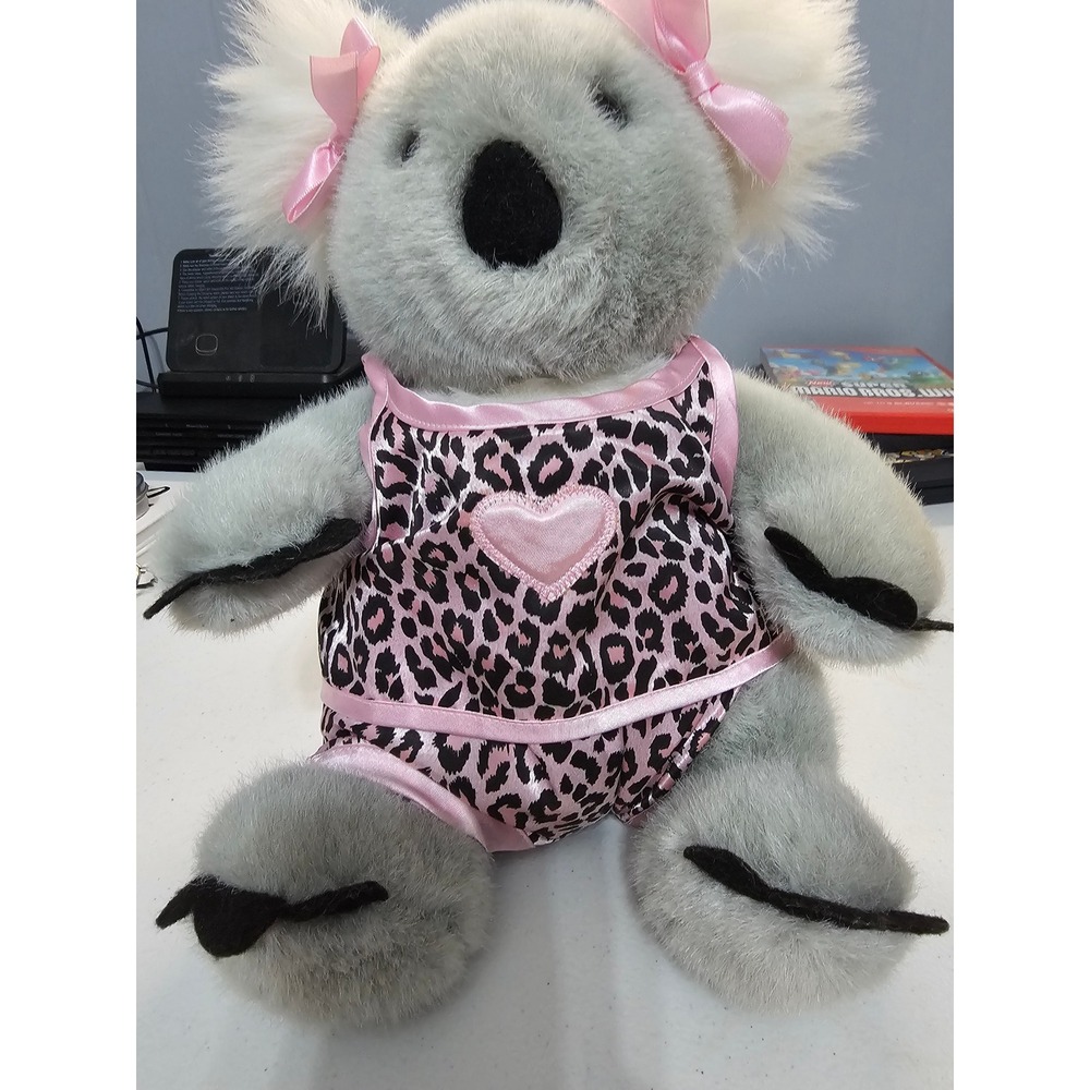 Build a Bear‎ Workshop Koala Plush Pajamas Leopard Print Heart Pink Bows